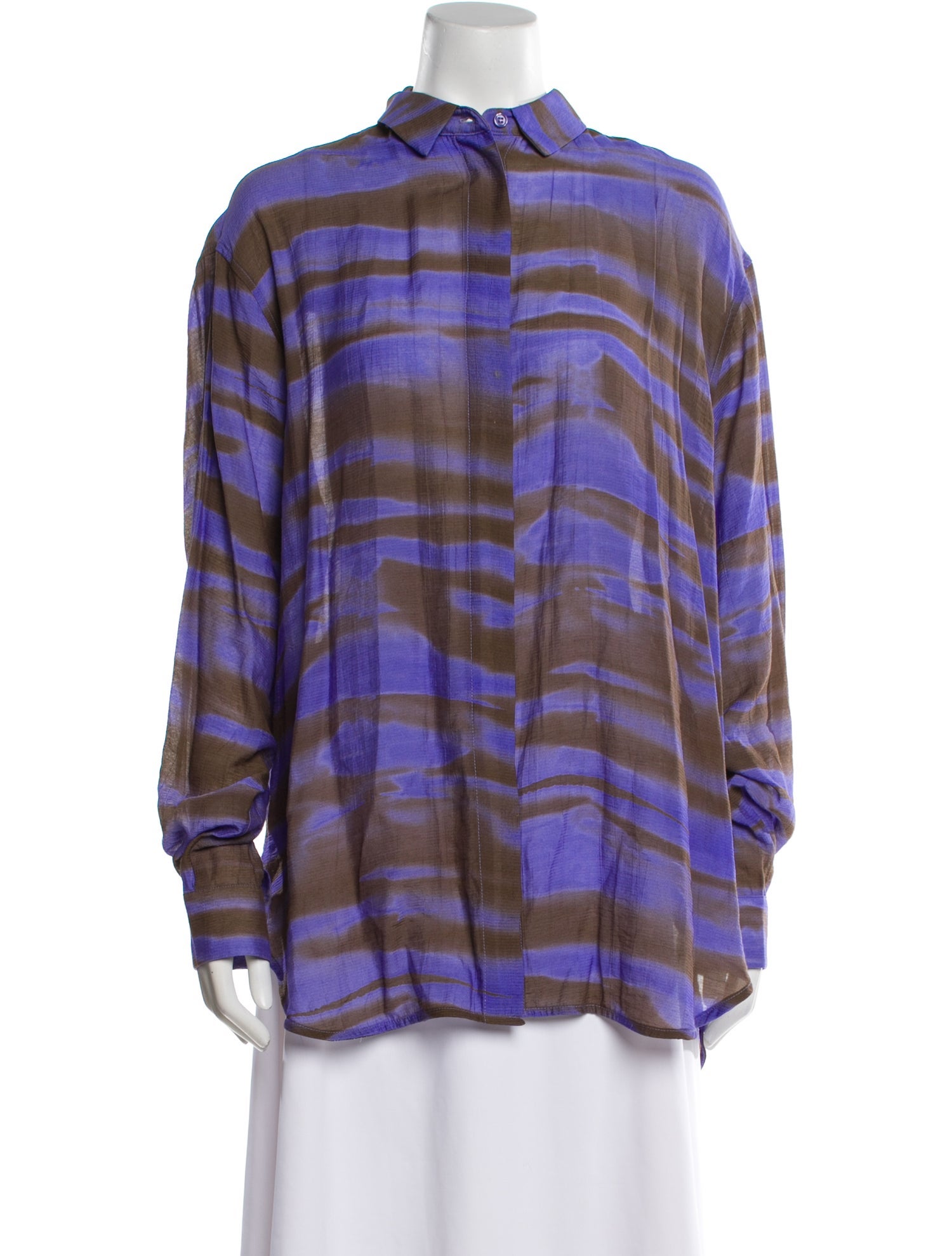 Samsøe Plaid Print Mock Neck Button-Up Top