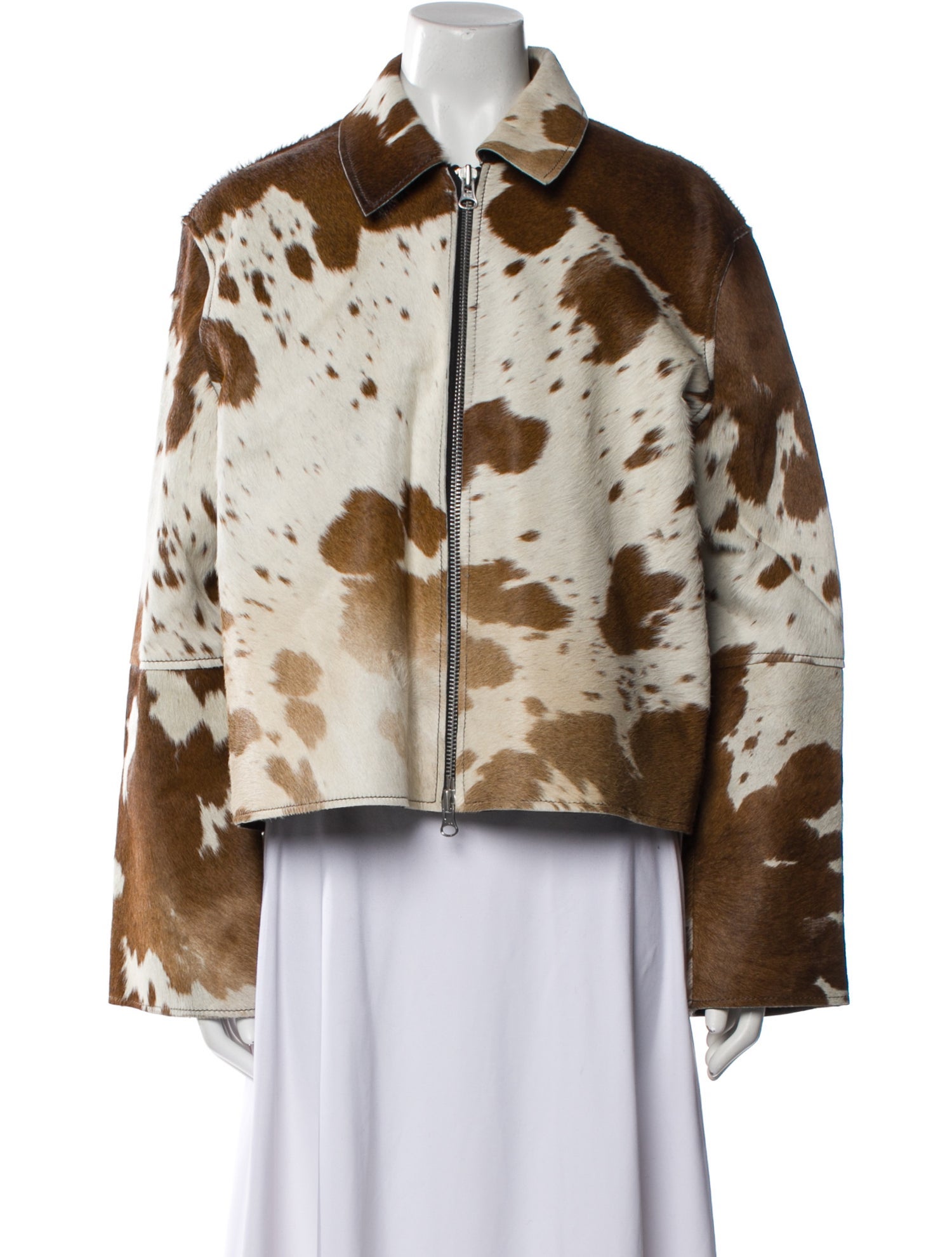 Samsøe Leather Tie-Dye Print Faux Fur Jacket