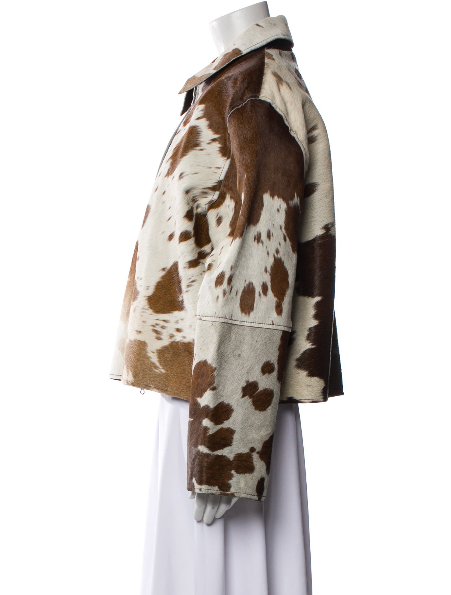 Samsøe Leather Tie-Dye Print Faux Fur Jacket