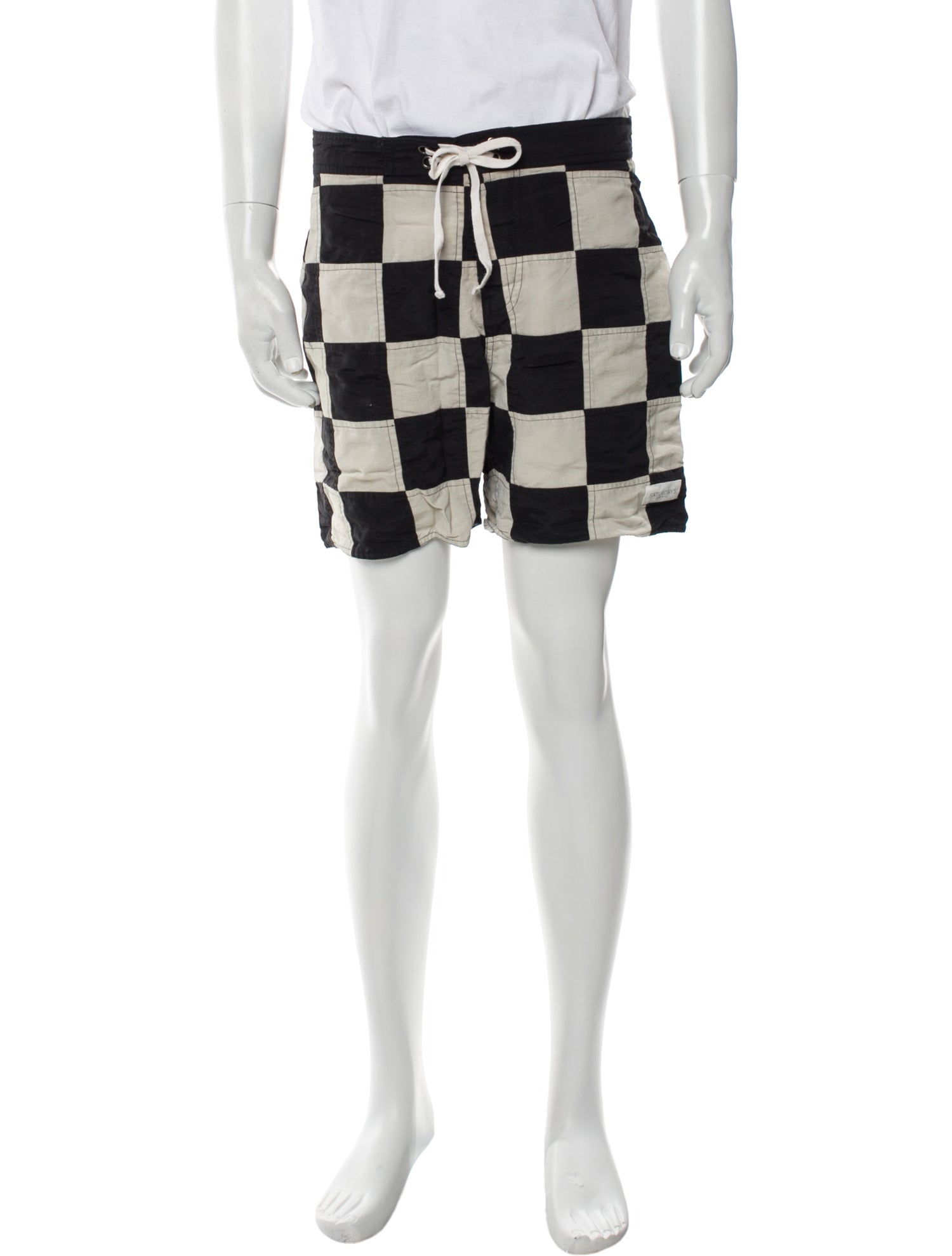 Saturdays Surf NYC Plaid Print Jogger Shorts