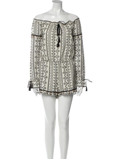 Saylor Printed Off-The-Shoulder Romper White
