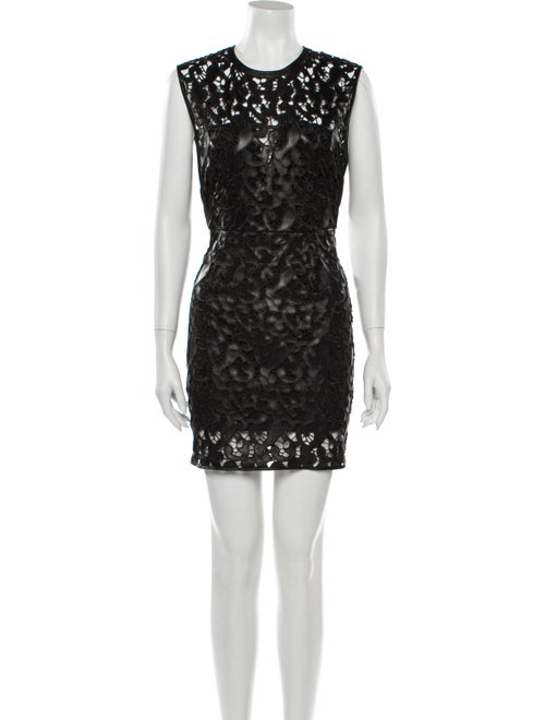 Saylor Lace Pattern Mini Dress Black