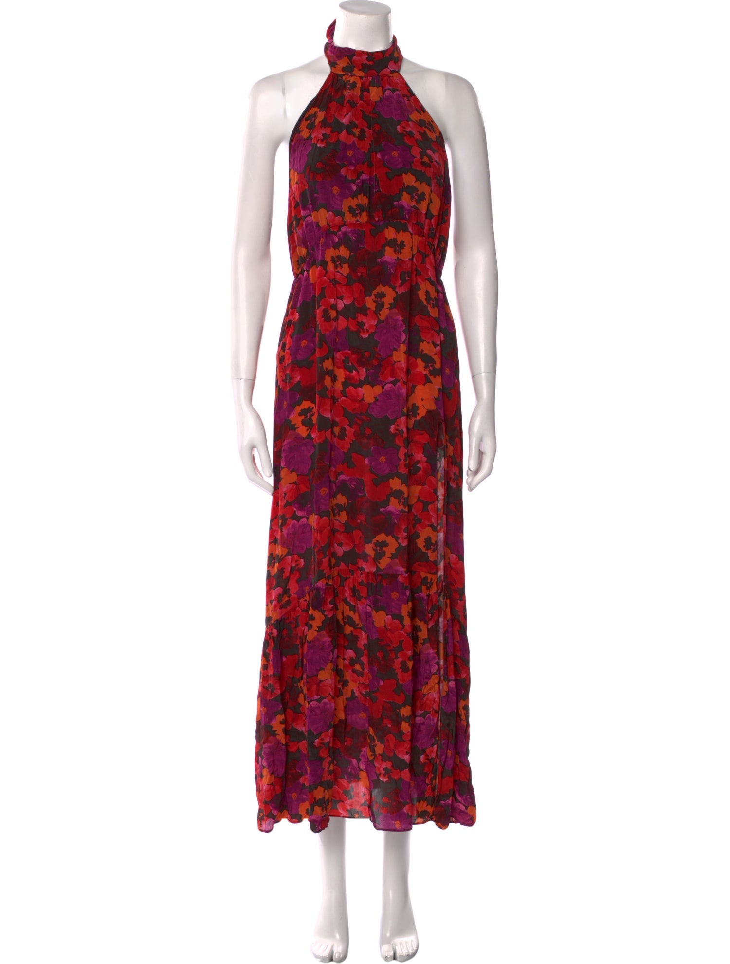 Saylor Floral Print Long Dress in Black, Women's L