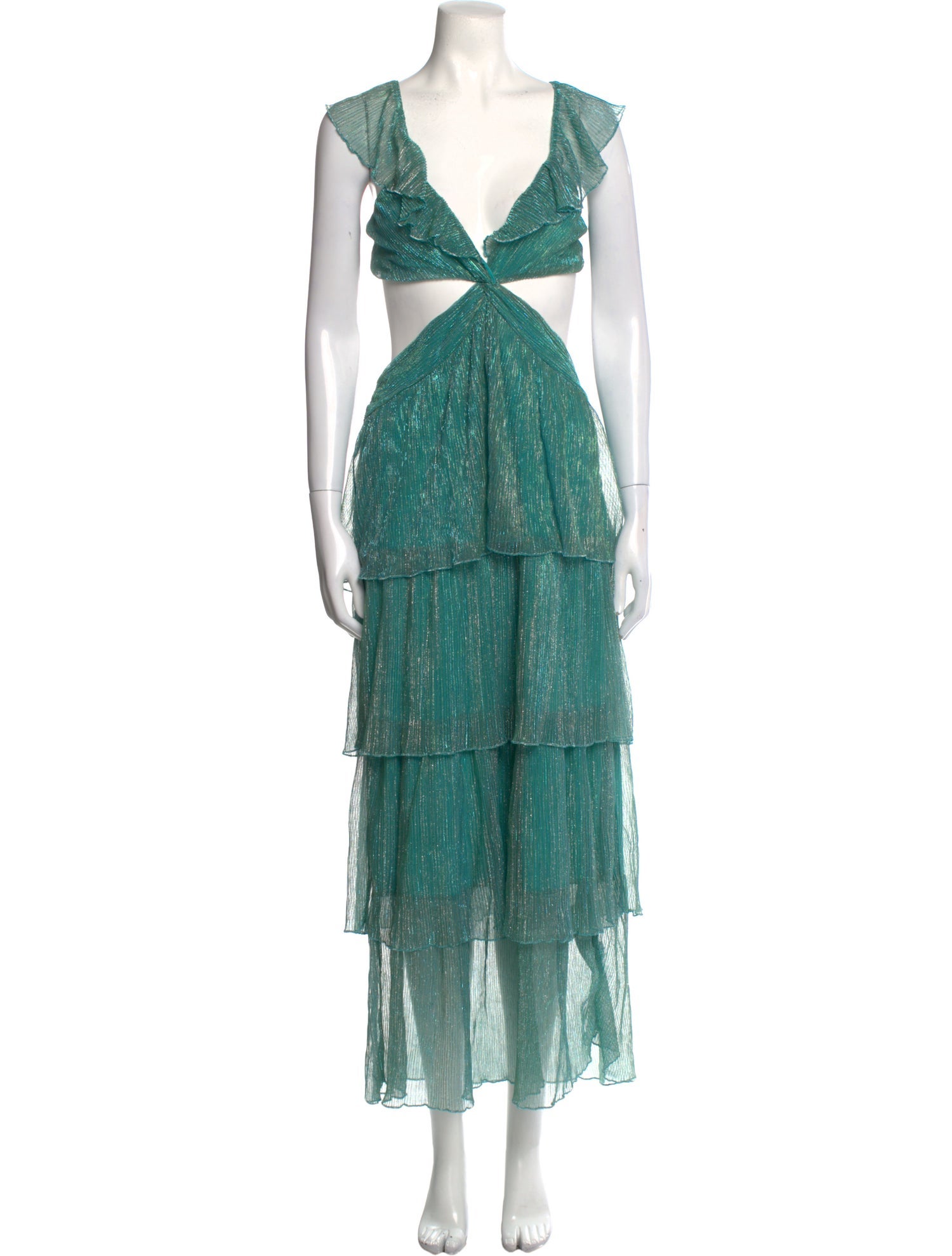 saylor green dress Saylor Velvet Pleated Dress main image 0