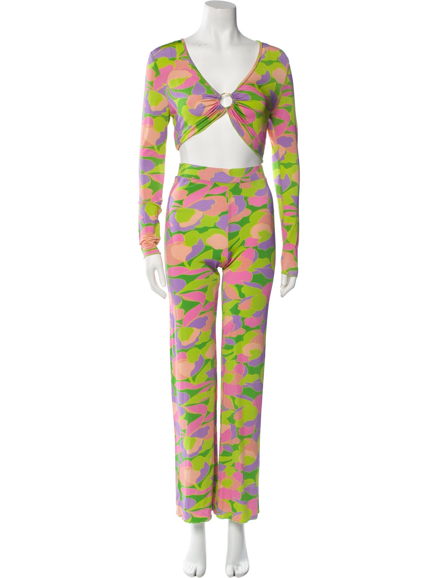 Saylor Floral Print Cutout Accent Pant Set