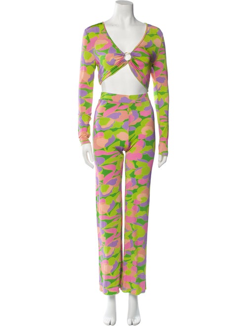 Saylor Floral Print Cutout Accent Pant Set