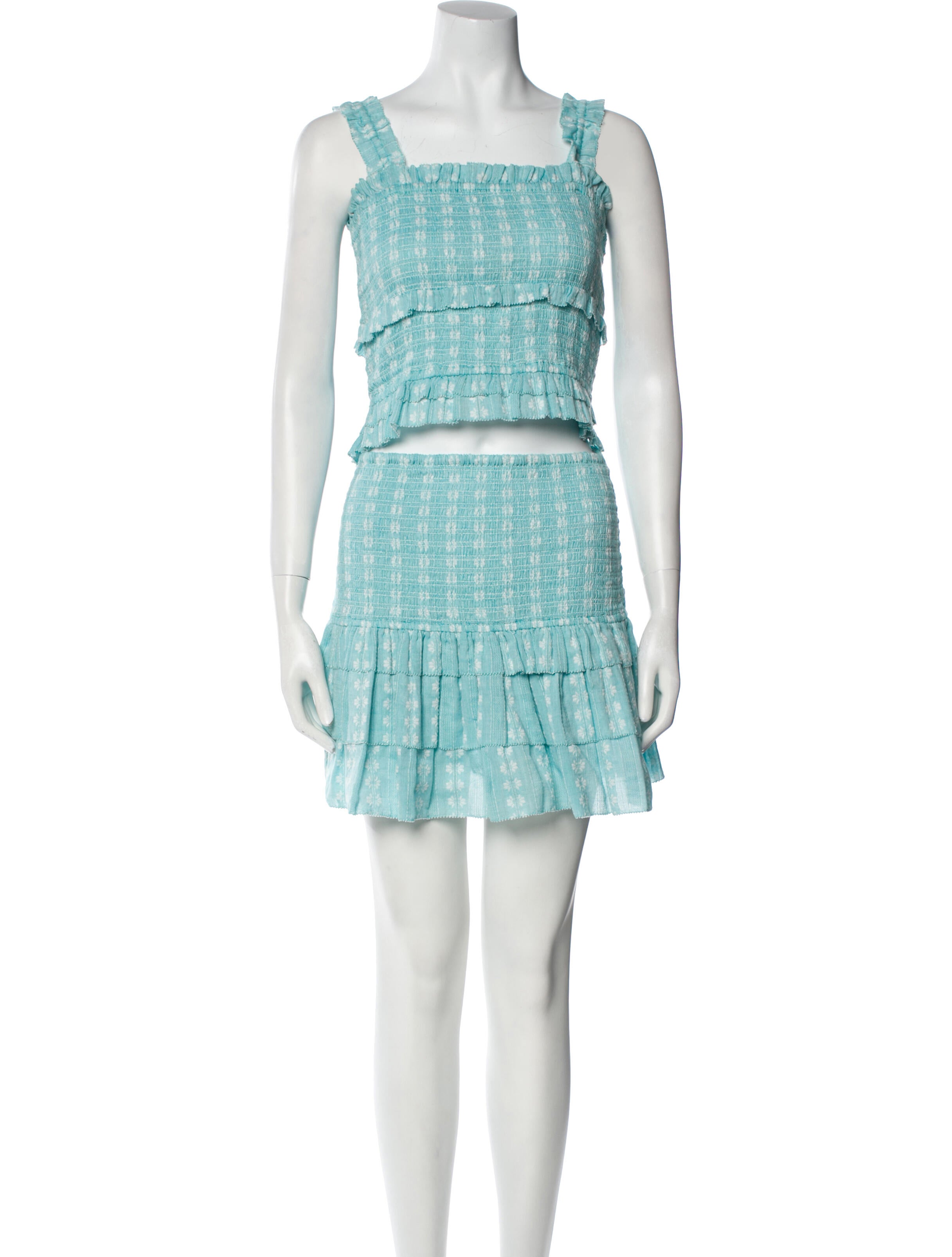 Saylor Tweed Pattern Ruffle Embellishment Skirt Set