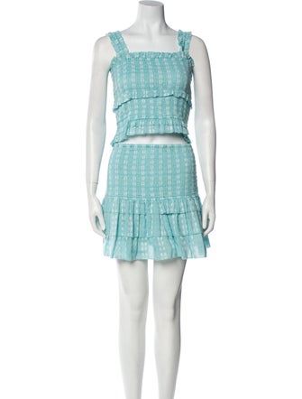 Saylor Tweed Pattern Ruffle Embellishment Skirt Set