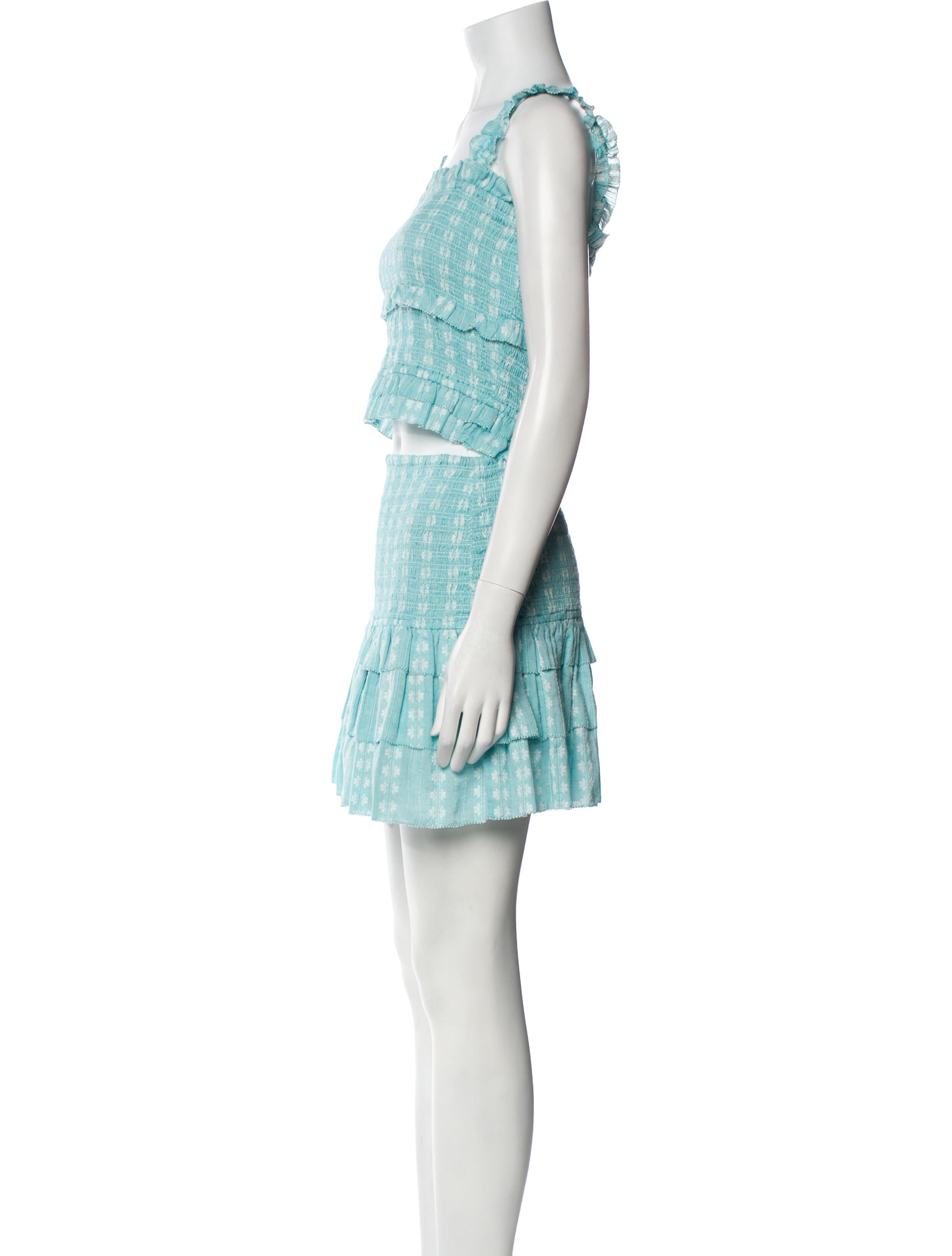 Saylor Tweed Pattern Ruffle Embellishment Skirt Set