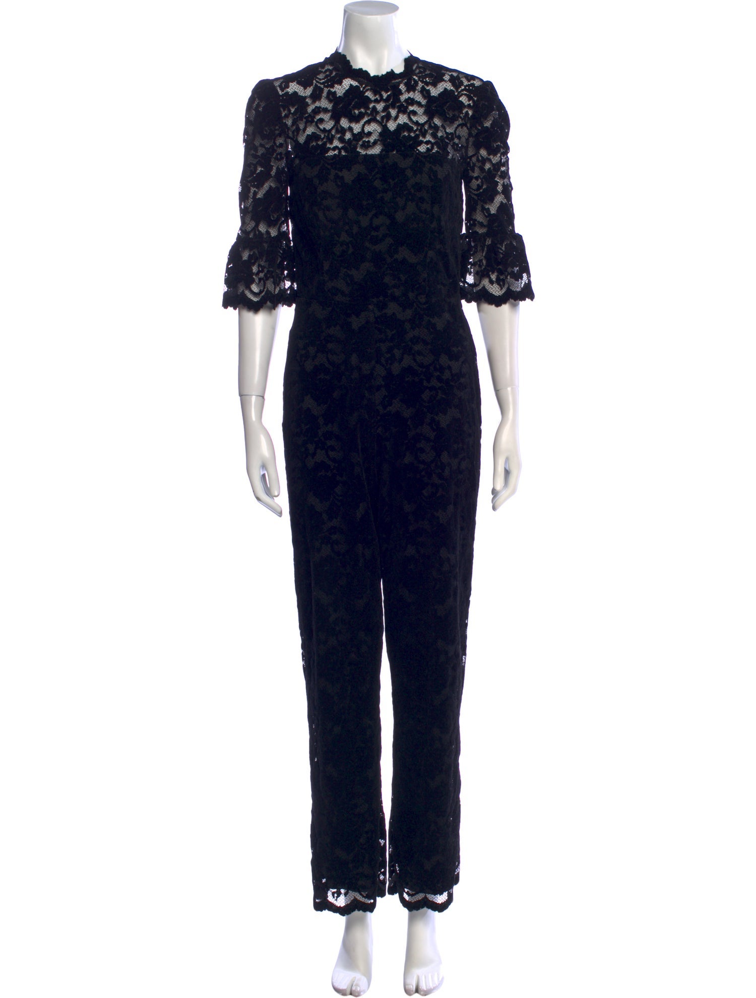 Saylor Lace Pattern Crew Neck Jumpsuit