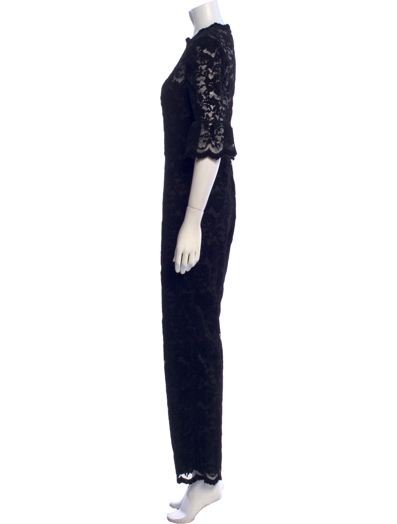 Saylor Lace Pattern Crew Neck Jumpsuit
