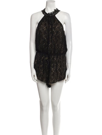 Saylor Lace Pattern Crew Neck Romper