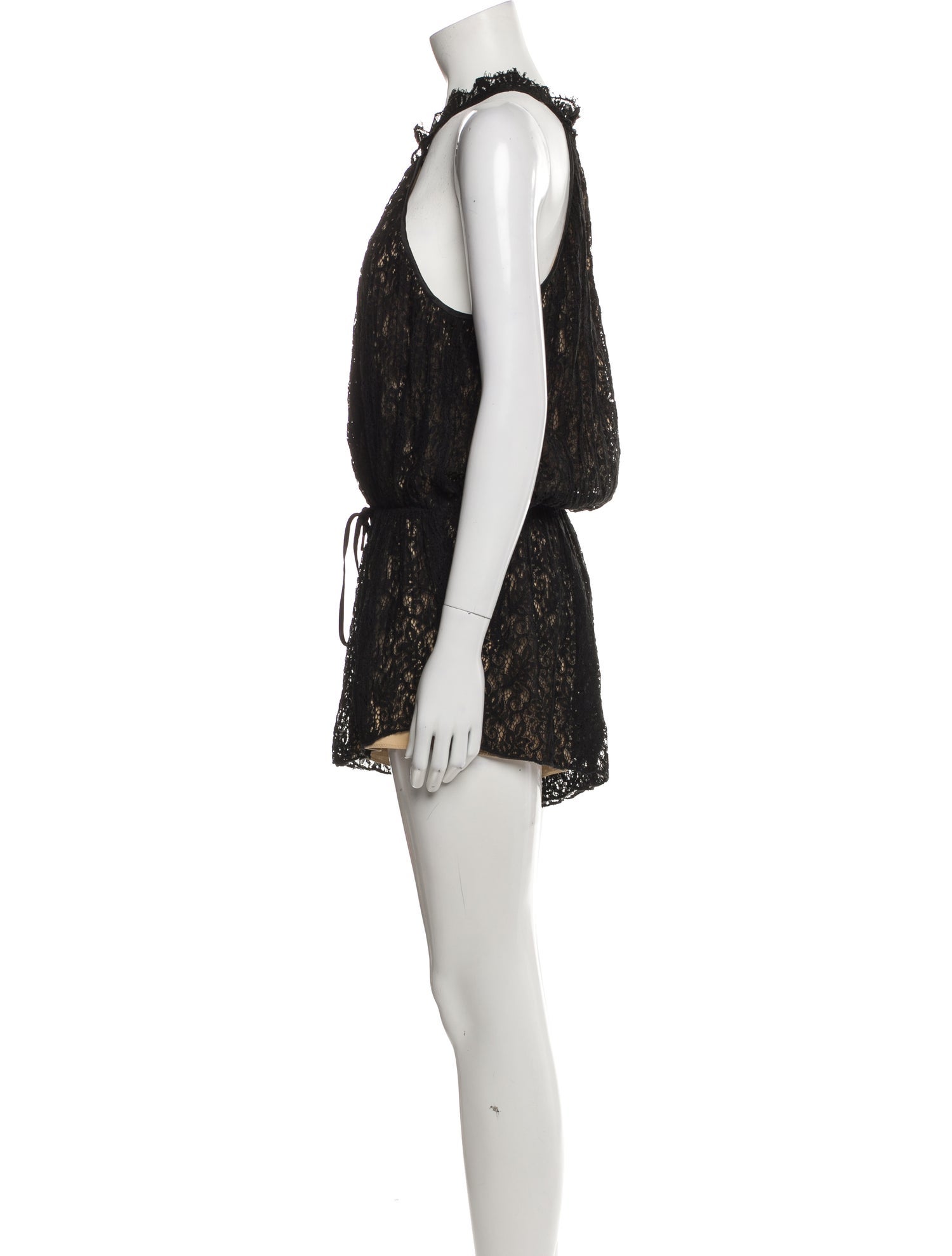 Saylor Lace Pattern Crew Neck Romper