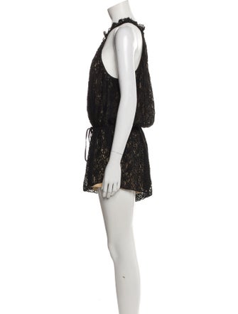 Saylor Lace Pattern Crew Neck Romper