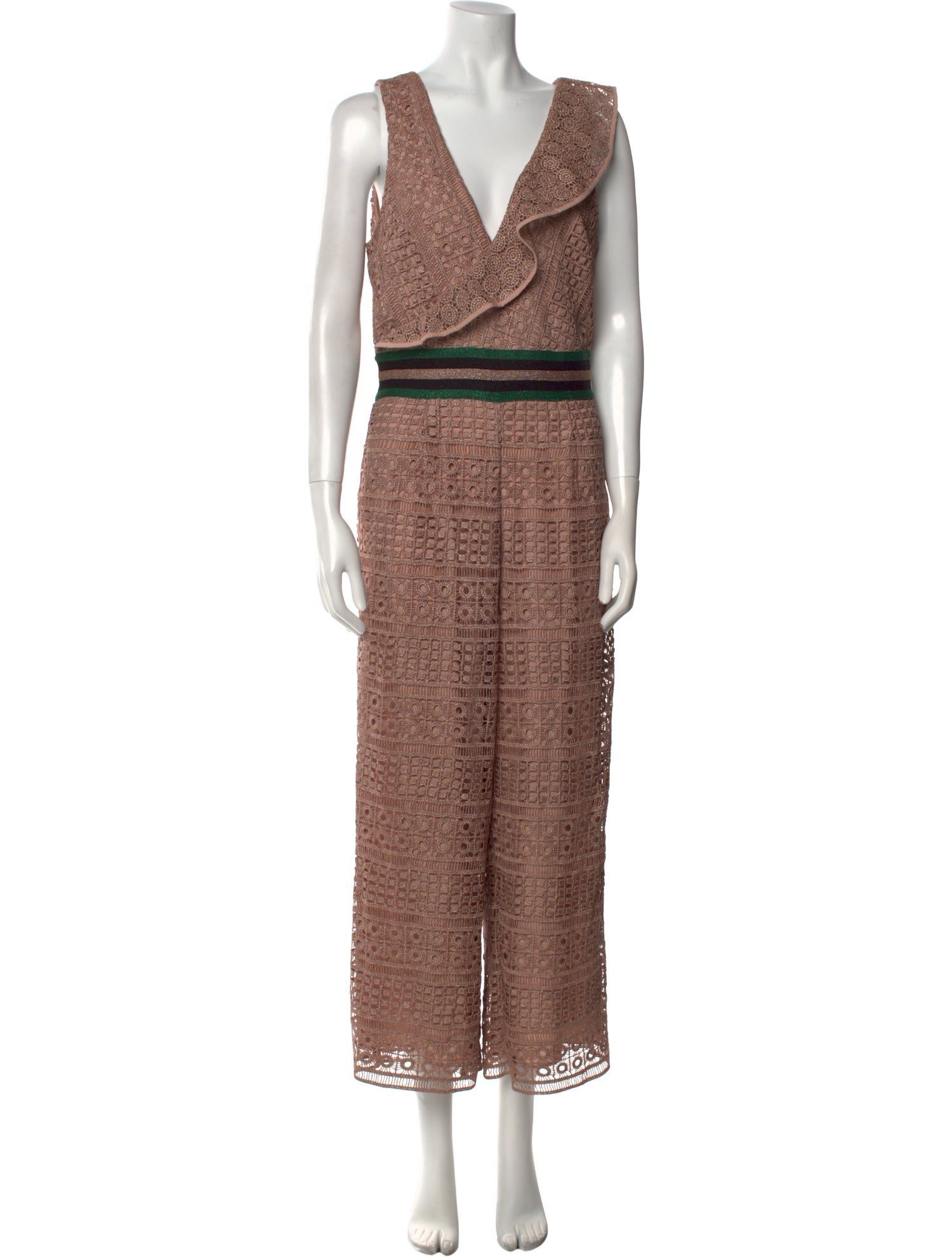 Saylor Lace Pattern V-Neck Jumpsuit