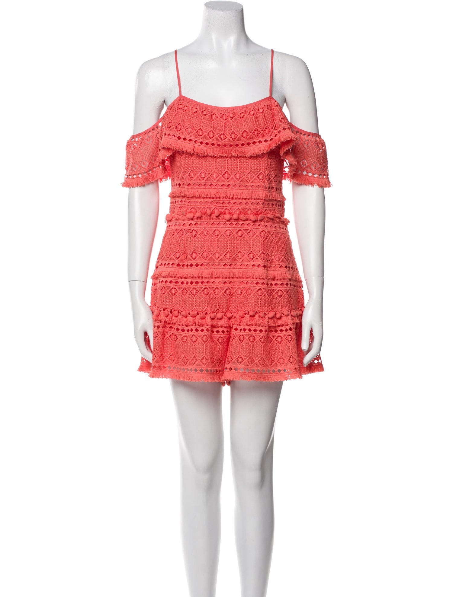 Saylor Lace Pattern Square Neckline Romper