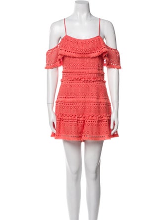 Saylor Lace Pattern Square Neckline Romper