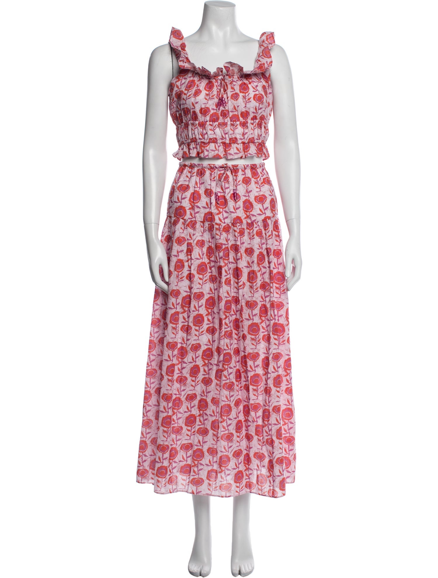 Saylor Floral Print Beaded Accents Skirt Set