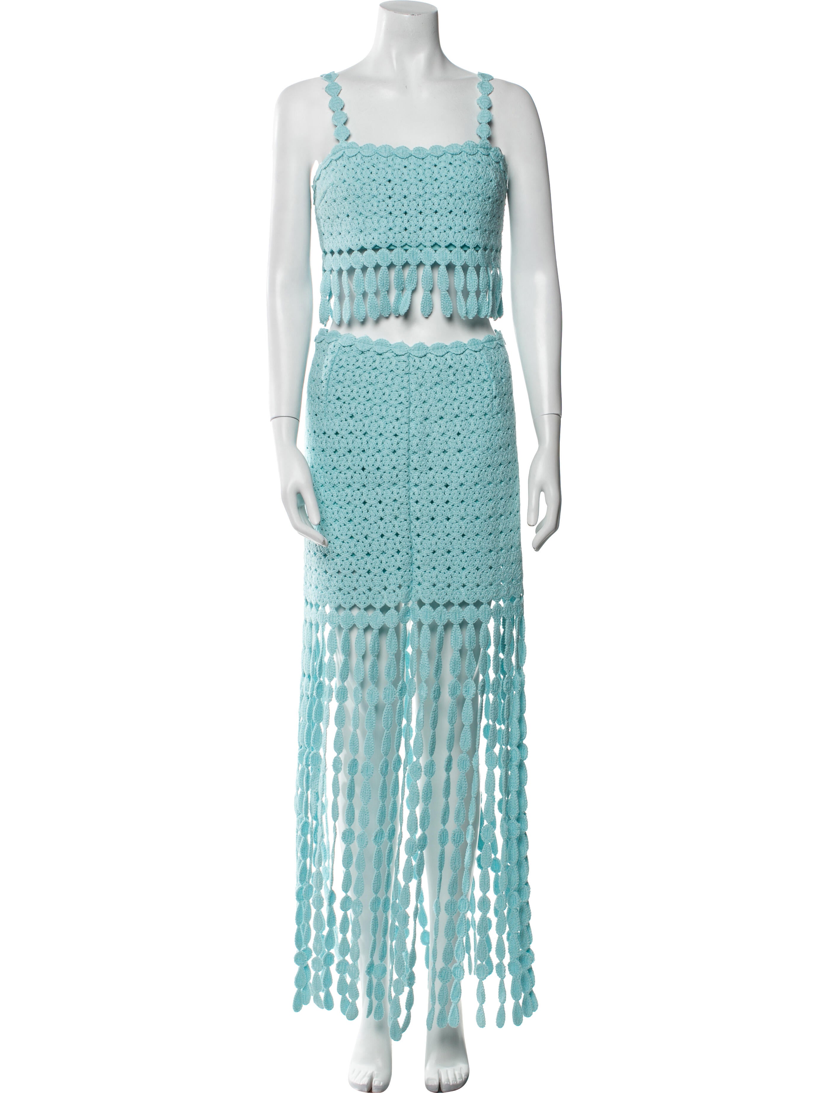 Saylor Printed Fringe Trim Accent Skirt Set