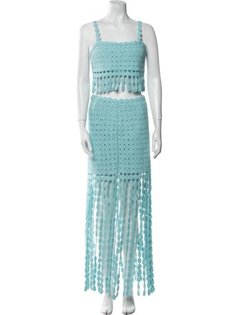 Saylor Printed Fringe Trim Accent Skirt Set