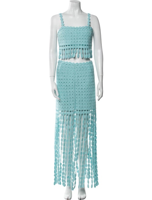 Saylor Printed Fringe Trim Accent Skirt Set