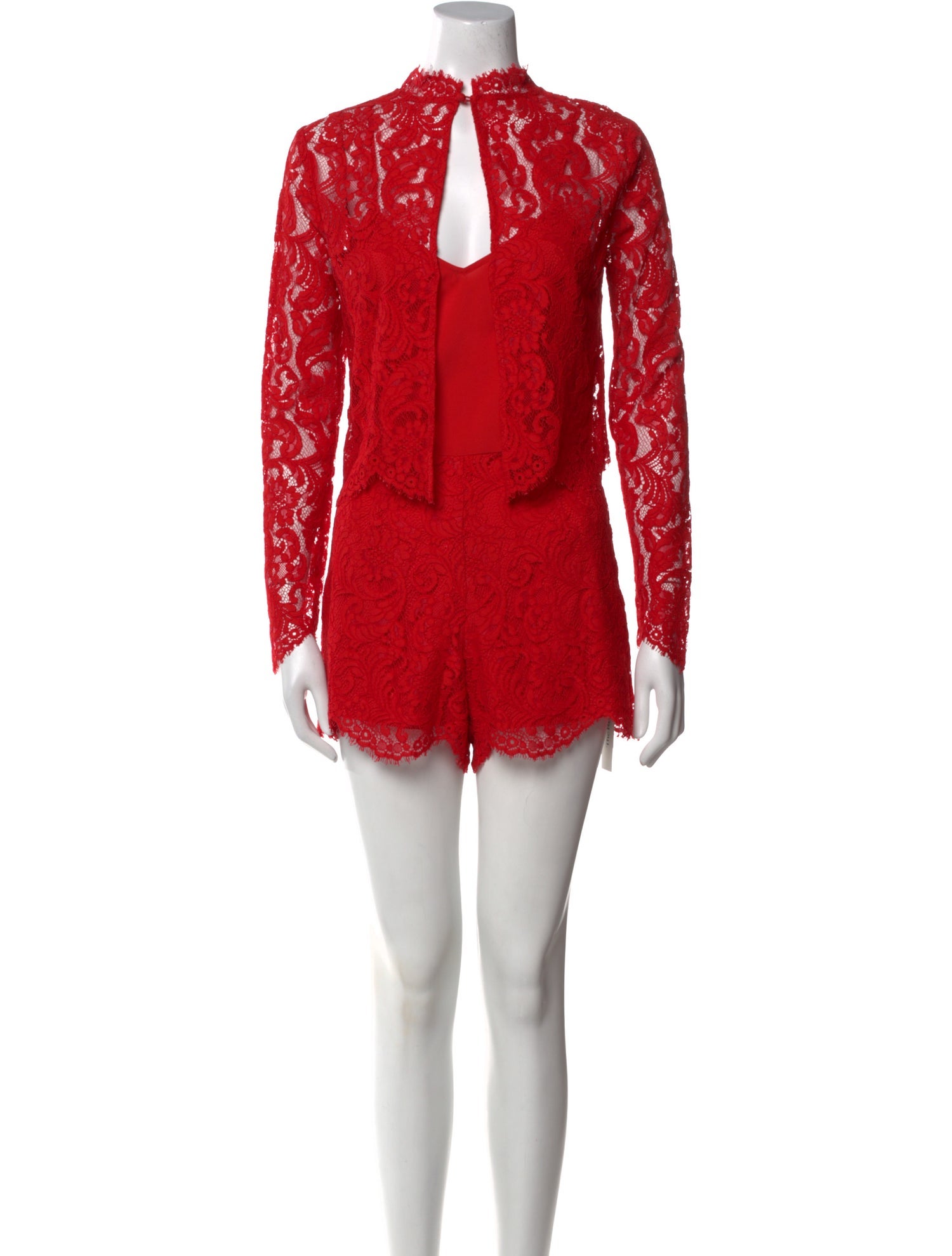 Saylor Lace Pattern Mock Neck Romper