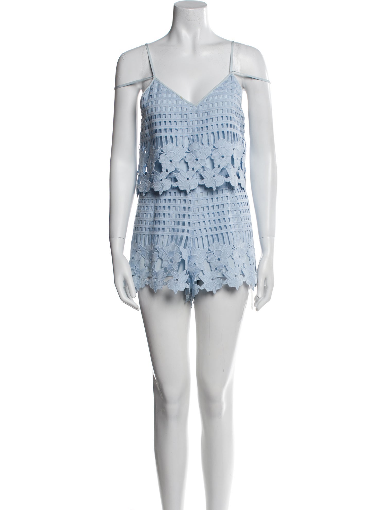 Saylor Lace Pattern Square Neckline Romper