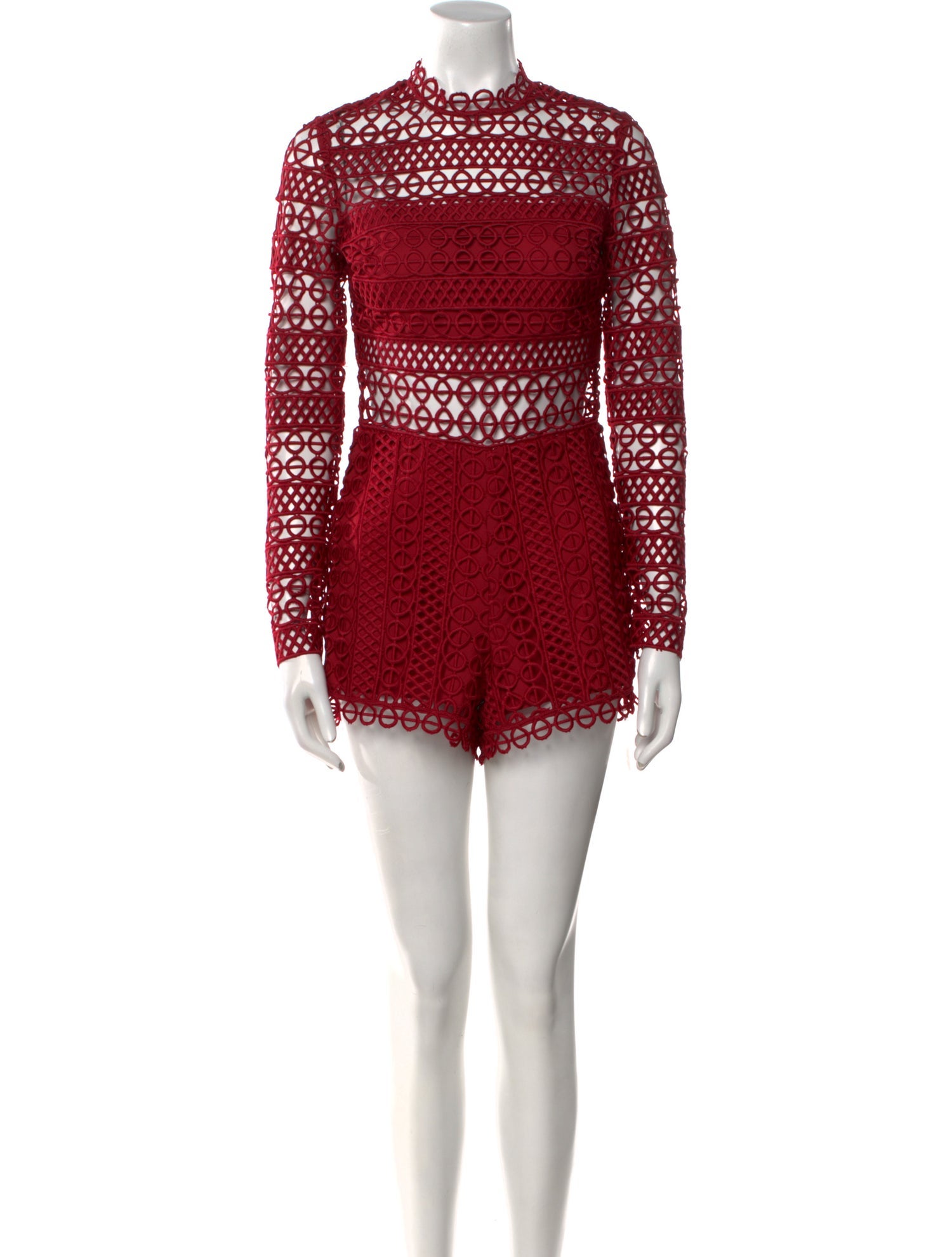 Saylor Lace Pattern Mock Neck Romper