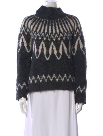 Pre-owned Saylor Printed Turtleneck Sweater In Black