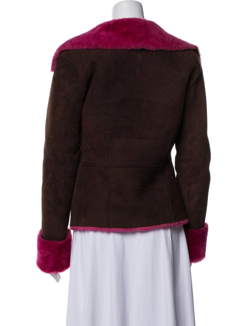 Sheri Bodell Shearling Colorblock Pattern Fur Jacket