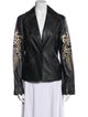 Sheri Bodell Leather Graphic Print Biker Jacket