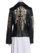 Sheri Bodell Leather Graphic Print Biker Jacket