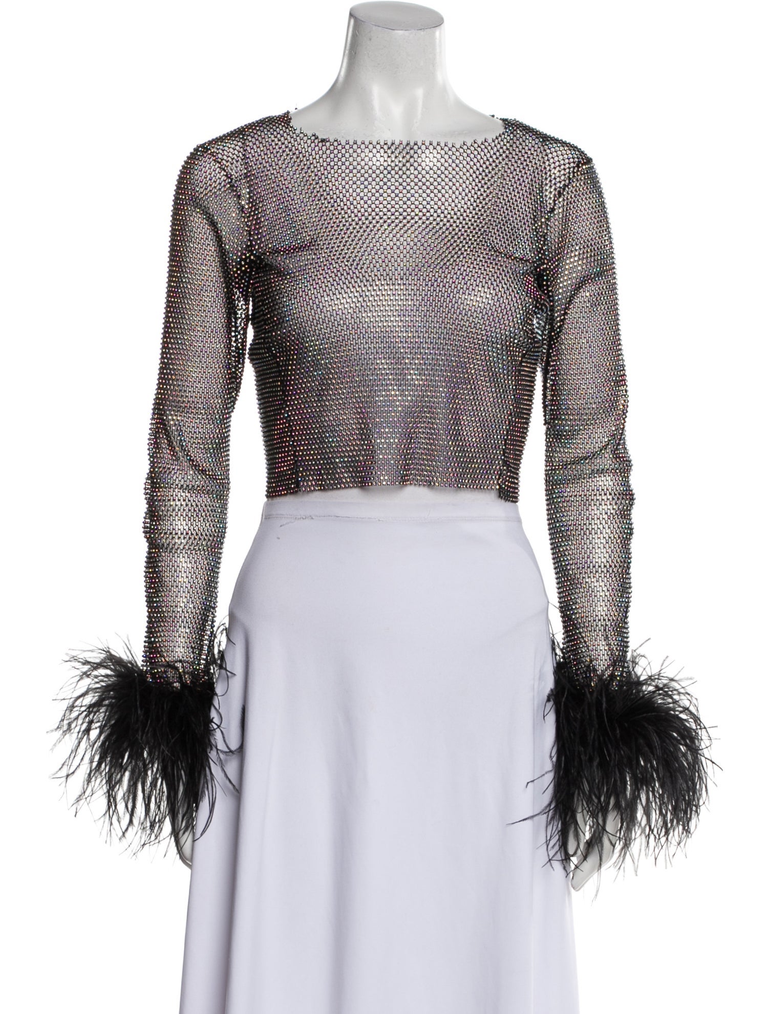 Santa Brands Bateau Neckline Long Sleeve Crop Top