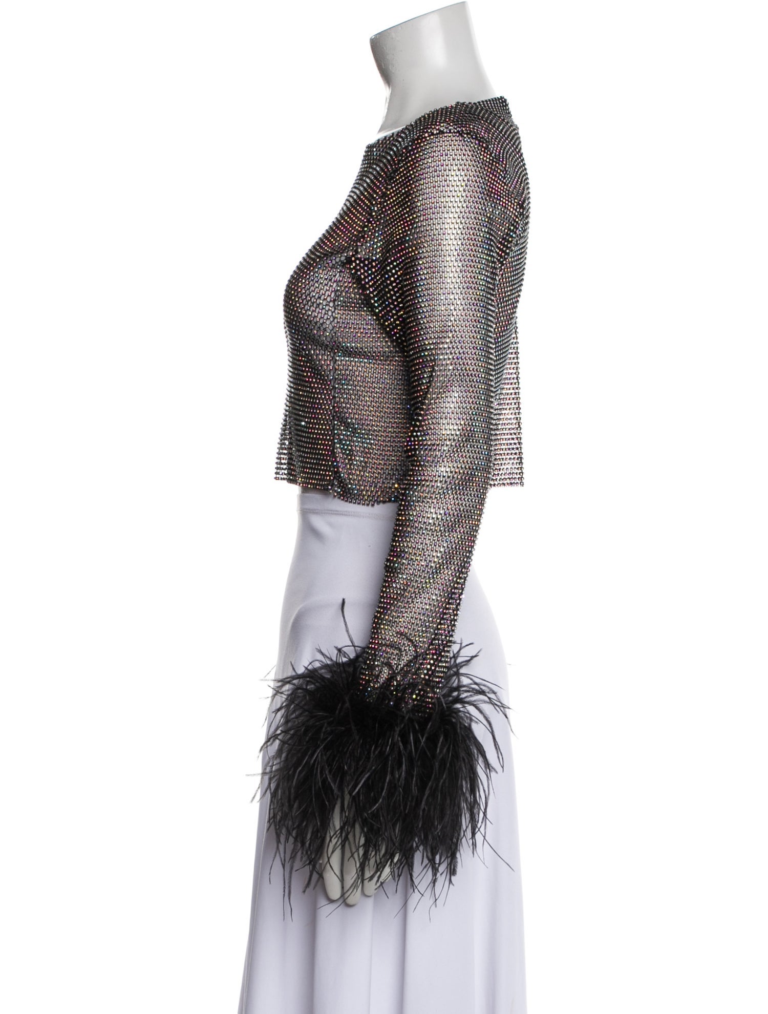 Santa Brands Bateau Neckline Long Sleeve Crop Top