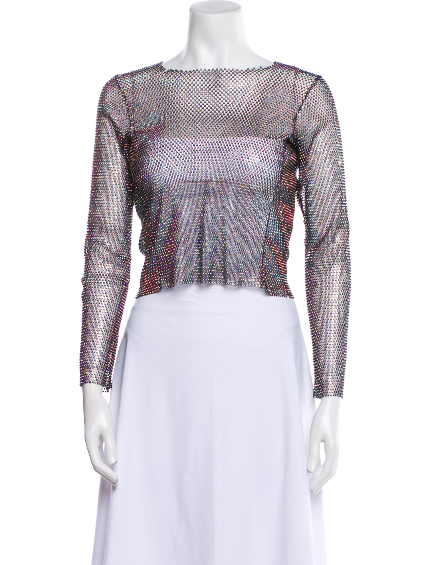 Santa Brands Bateau Neckline Three-Quarter Sleeve Crop Top