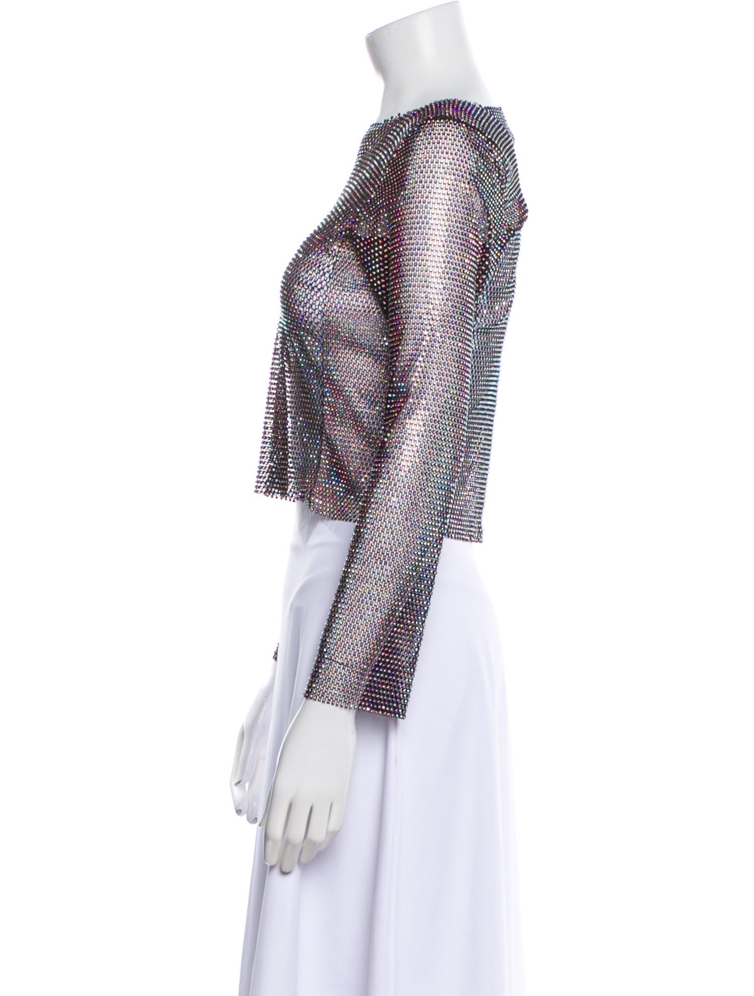 Santa Brands Bateau Neckline Three-Quarter Sleeve Crop Top