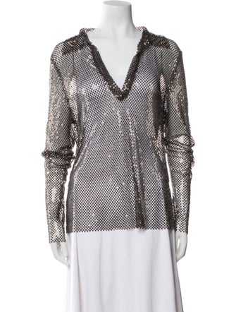 Santa Brands Polka Dot Print V-Neck Blouse