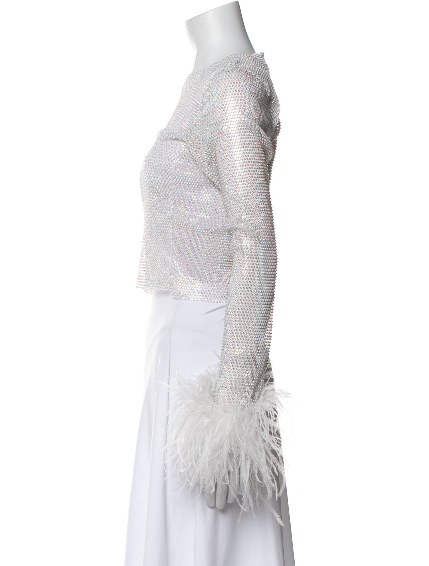 Santa Brands Bateau Neckline Long Sleeve Crop Top