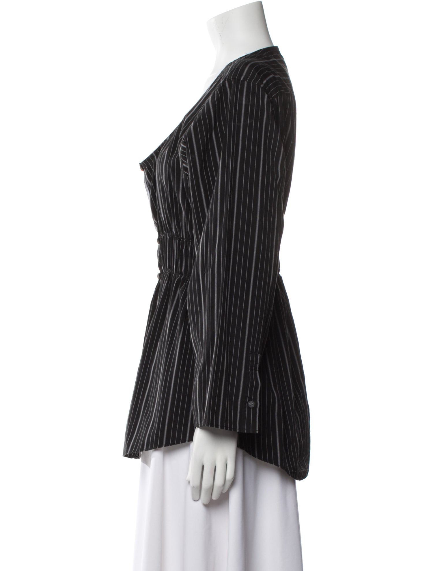 Sibling Striped Scoop Neck Button-Up Top