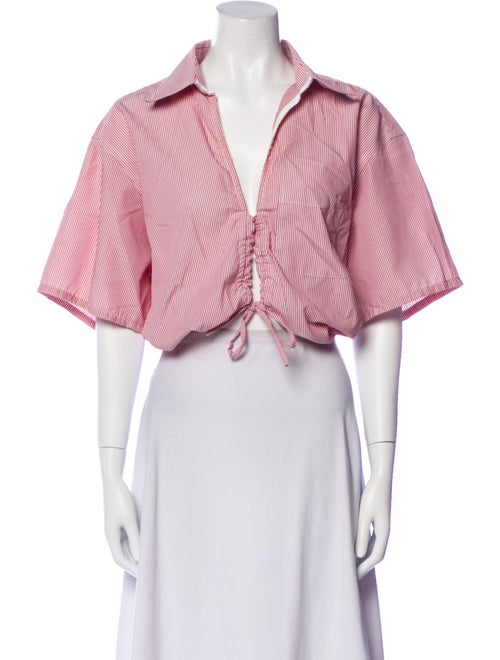 Sibling Striped Three-Quarter Sleeve Crop Top