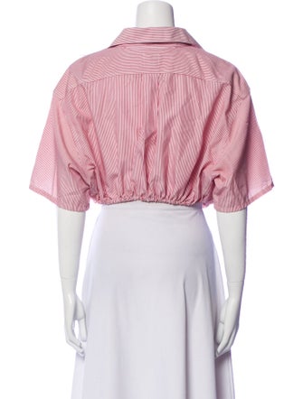 Sibling Striped Three-Quarter Sleeve Crop Top