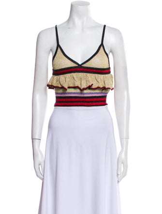 Sibling Striped V-Neck Crop Top