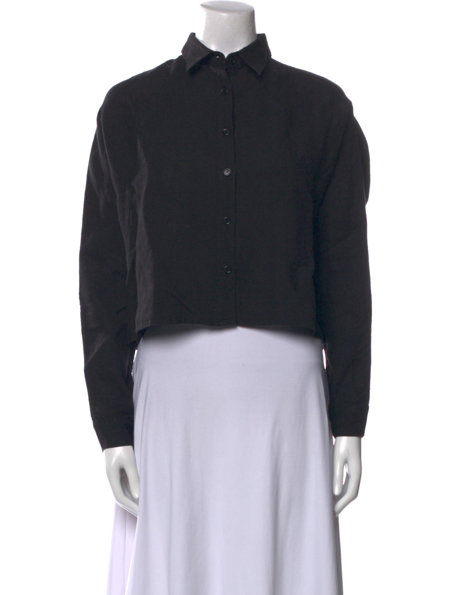 7115 by Szeki Linen Long Sleeve Crop Top