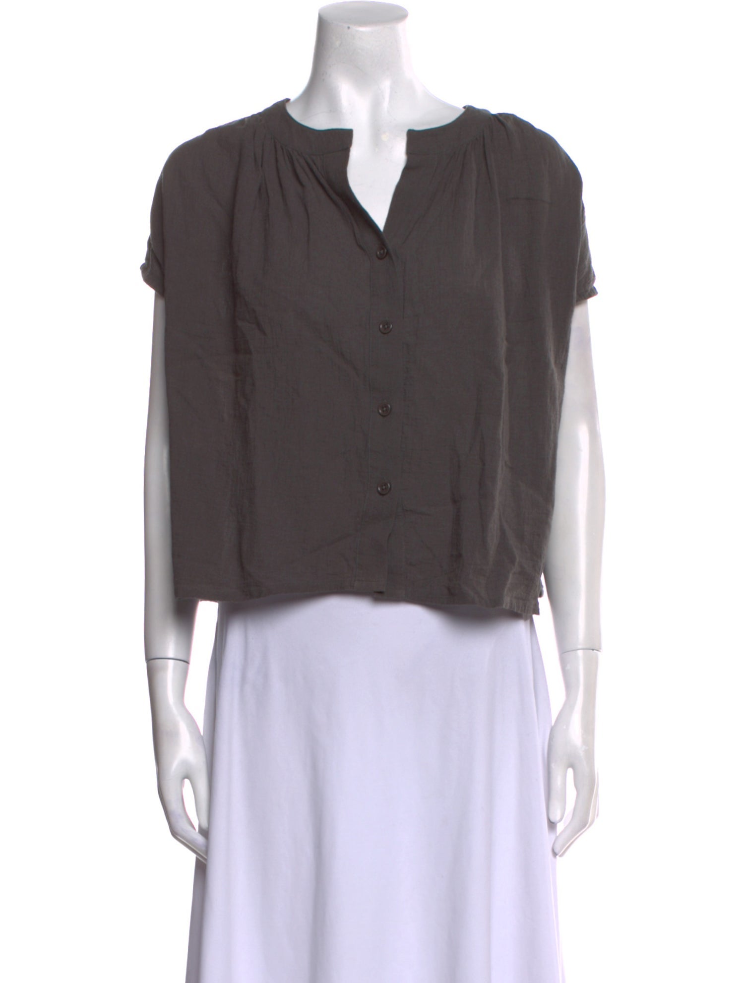 7115 by Szeki Linen V-Neck Crop Top