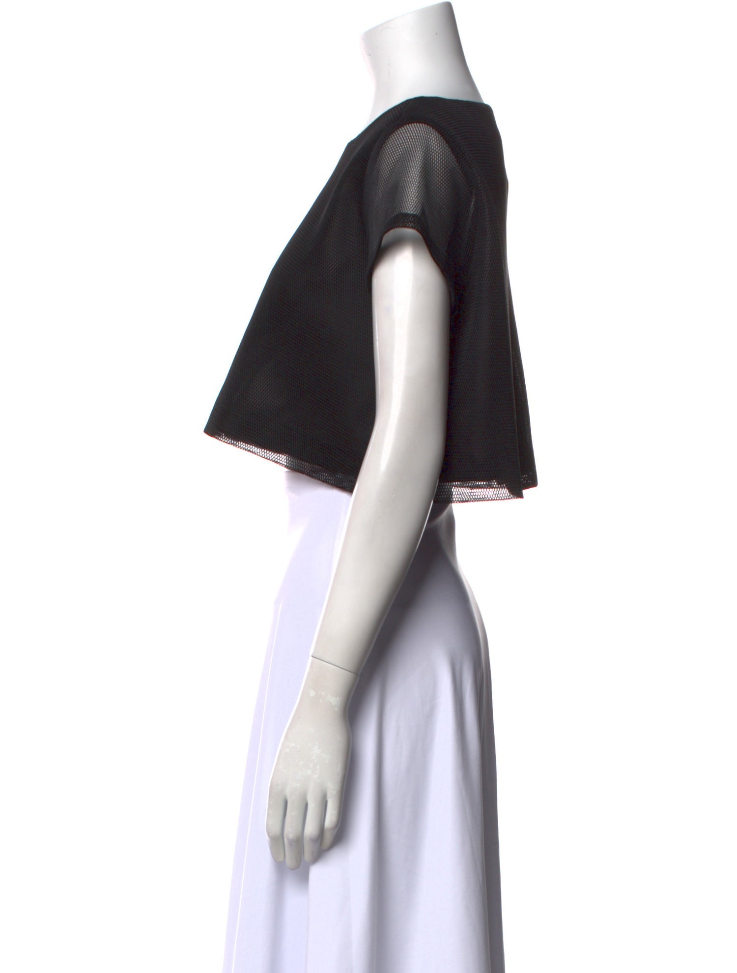 7115 by Szeki Bateau Neckline Short Sleeve Crop Top