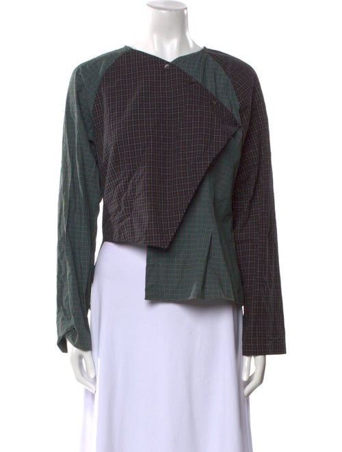 SC103 Plaid Print Off-The-Shoulder Crop Top