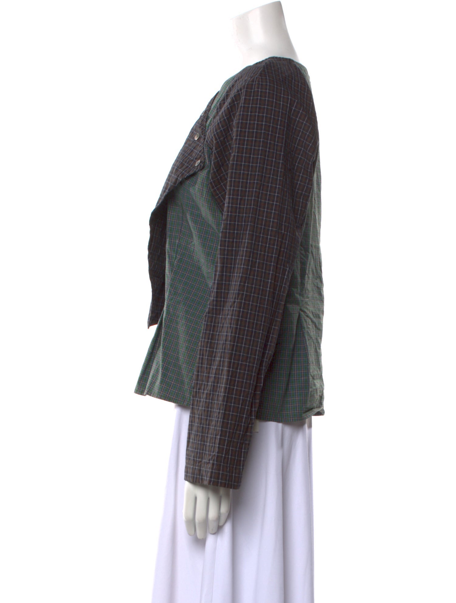 SC103 Plaid Print Off-The-Shoulder Crop Top