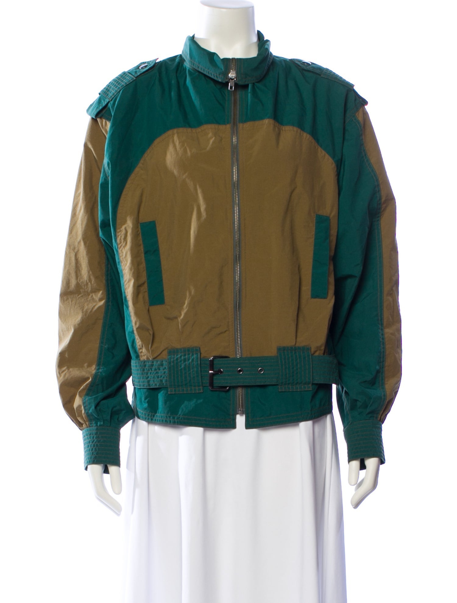 SC103 Silk Colorblock Pattern Bomber Jacket