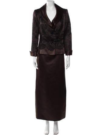 San Carlin Lace Trim Embellishment Skirt Suit