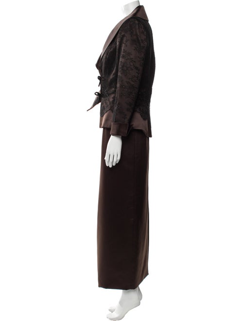 San Carlin Lace Trim Embellishment Skirt Suit